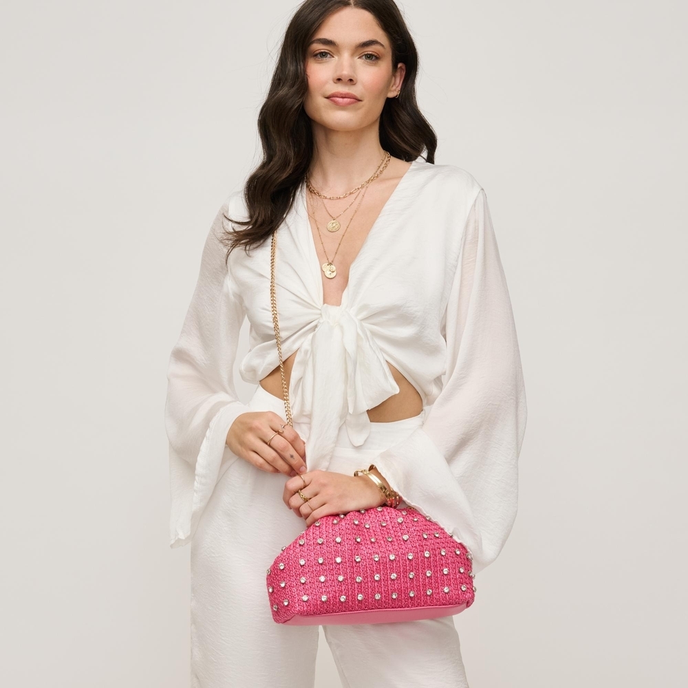 Urban Expressions Mika Clutch Pink Embellished Women's Bag - Picture 6 of 7